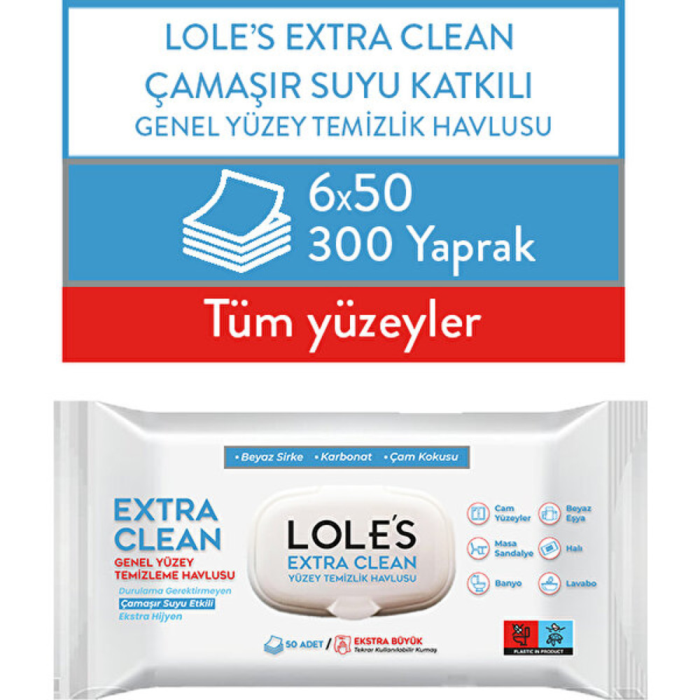 Lole's Extra Clean Genel Yüzey Temizlik Havlusu 6X50 Bebek Bakım Fiyatı