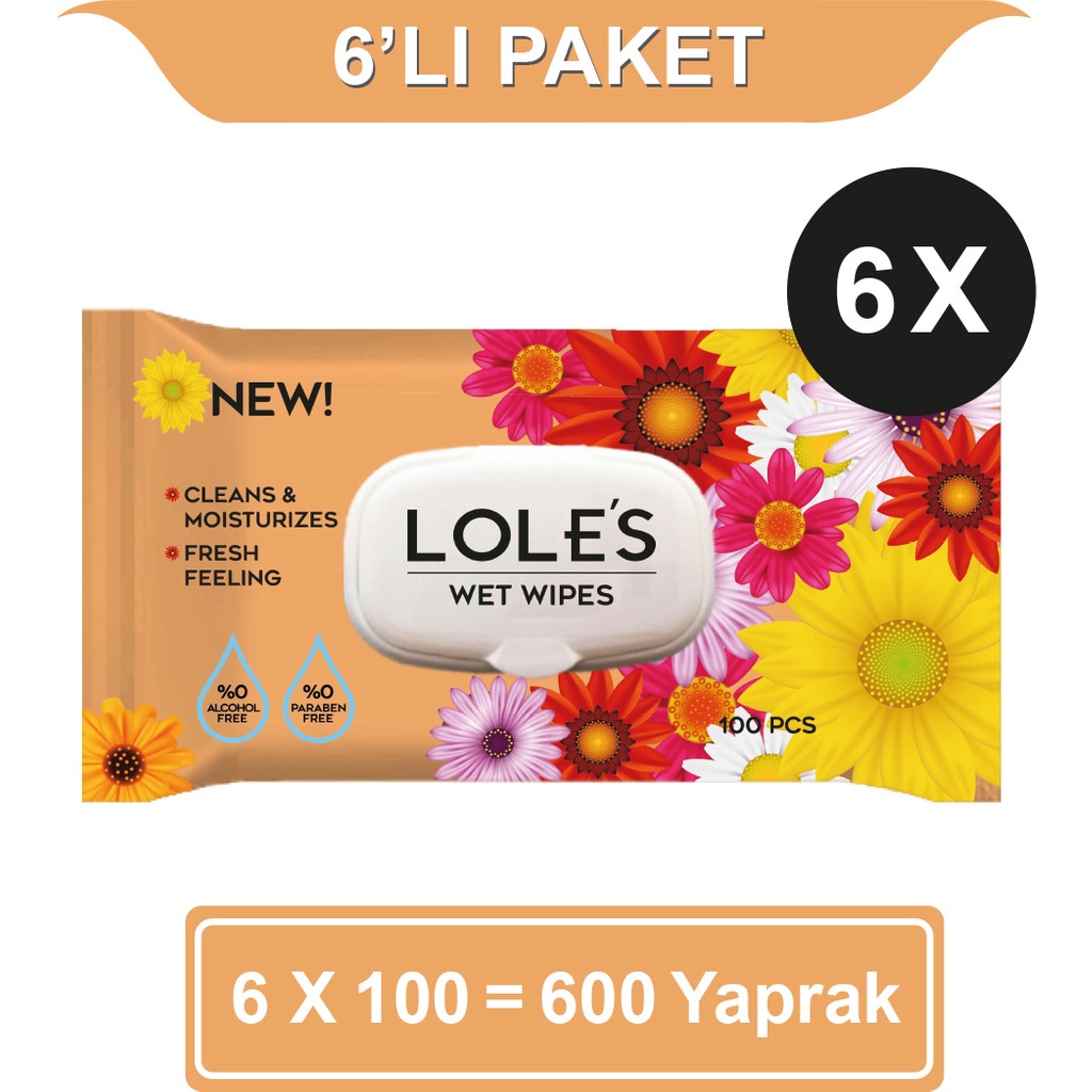Lole's Genel Kullanım Islak Mendil 6X100 Adet 600 Yaprak - 6 Paket Bebek Mendil-Islak Mendil Fiyatı