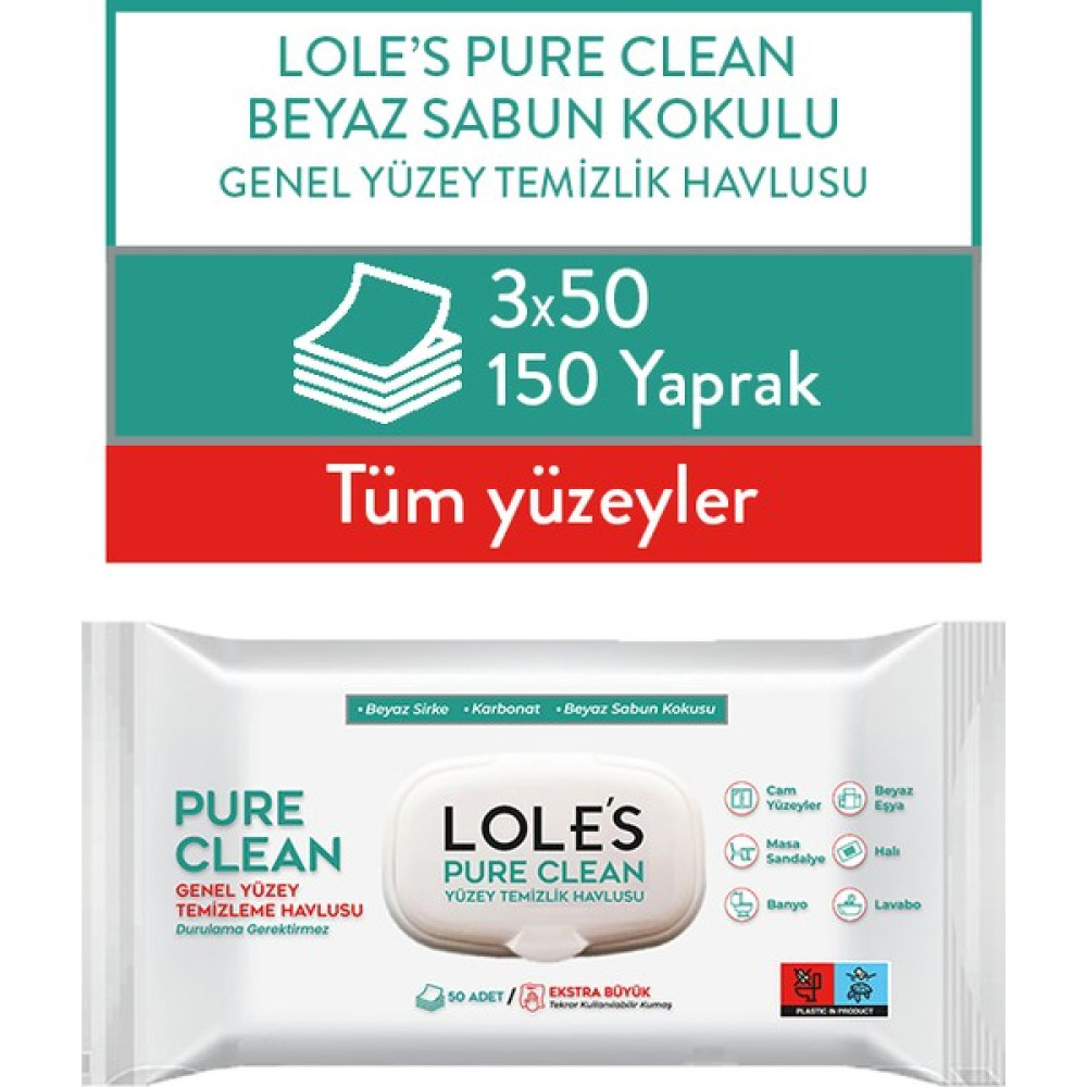 Lole's Pure Clean Genel Yüzey Temizlik Havlusu 3X50 Bebek Bakım Fiyatı