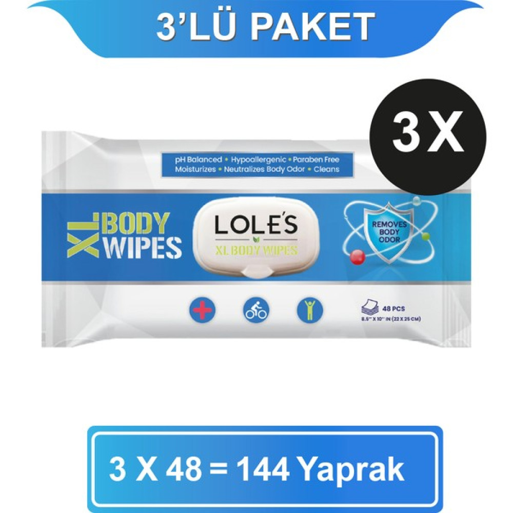 Lole's Xl Vücut Temizleme Islak Mendil 3X48 (144 Yaprak) Bebek Bakım Fiyatı