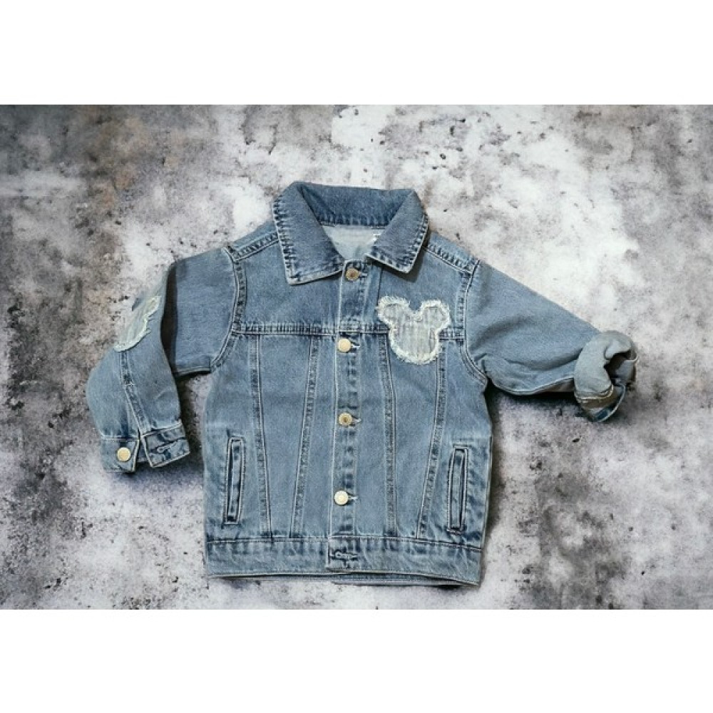 Lolliboom Kids Kız Çocuk Mickey Boyutlu Sırt ve Kol Detaylı Düğme Kapama Denim / Kot Ceket Kız Çocuk Mont Fiyatı