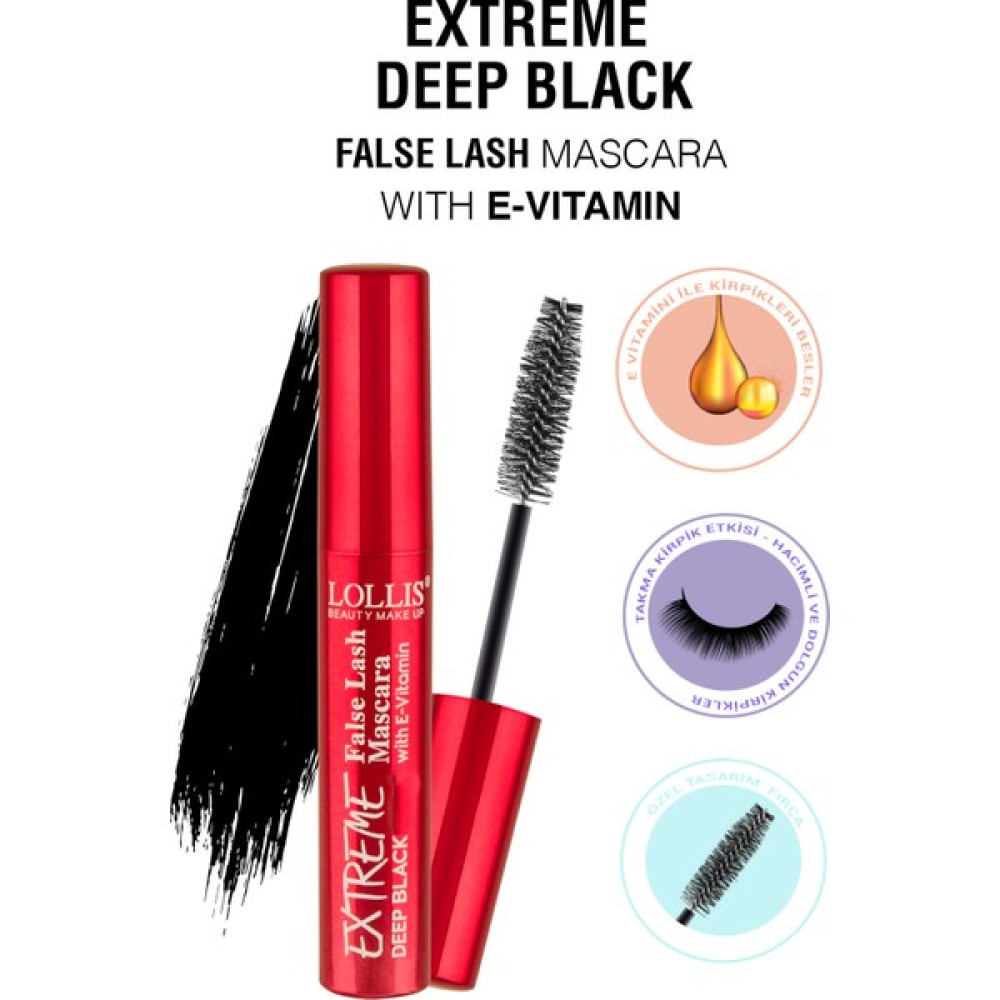 Lollis Extreme Curl & Deep Black False Lash Mascara / Extreme Takma Kirpik Etkili Maskara Oto Boyaları Fiyatı
