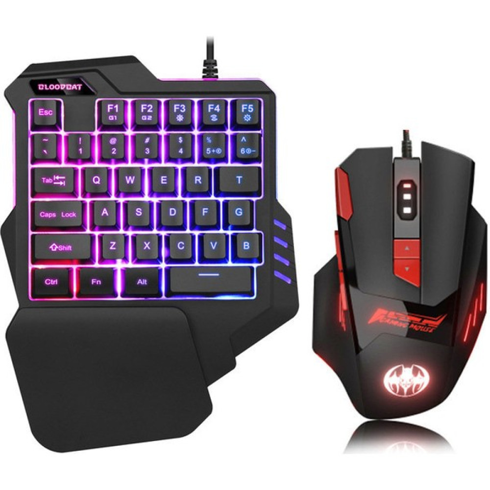 LOL/PUBG/WOW/Dota/OW/FPS Oyunu için Tek Elle Mekanik Oyun Klavyesi RGB LED Arkadan Aydınlatmalı Taşınabilir Fare (Yurt Dışından) - Siyah Klavye - Mouse Fiyatı