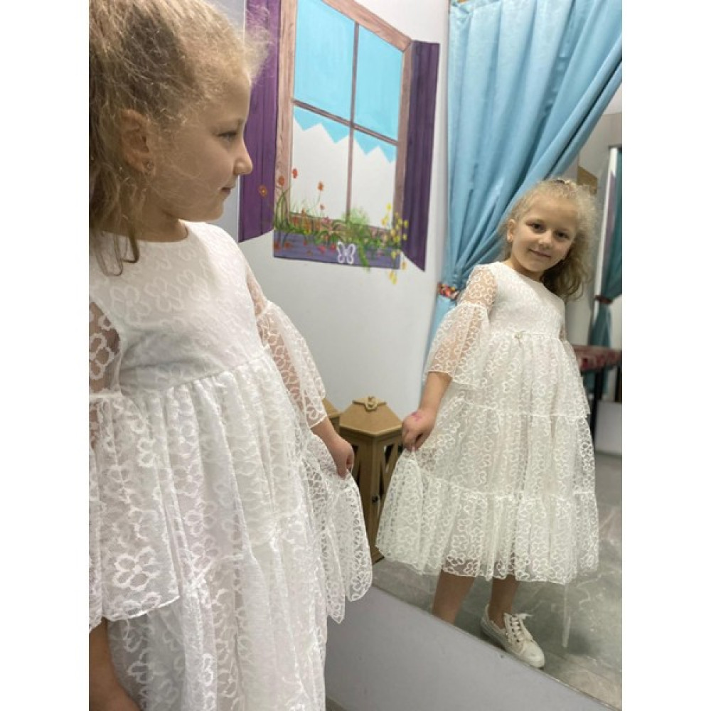 Lome Girls Kız Çocuk Beyaz Dantelli Tüllü Elbise Kız Çocuk Elbise Fiyatı