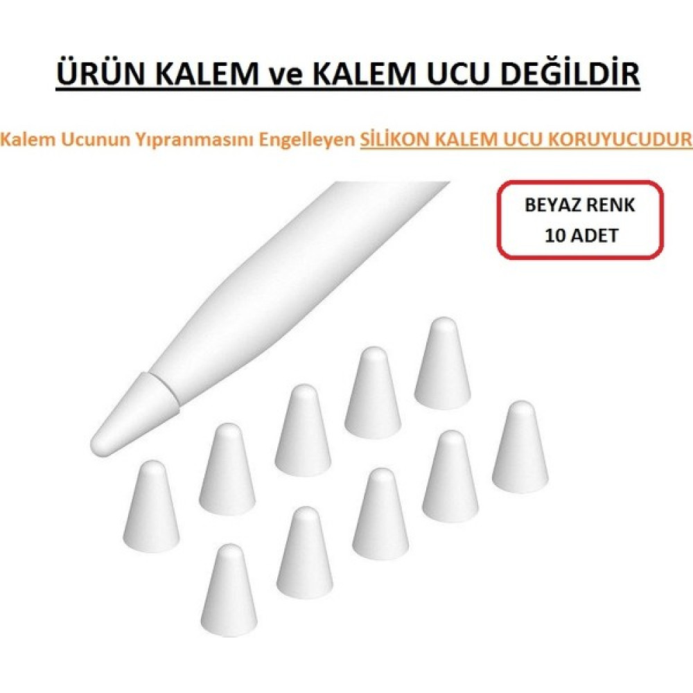 Lompon Apple Pencil 1.Nesil & 2.Nesil Silikon Kalem Ucu Koruyucu (10 Adet) - Beyaz Tablet Aksesuarı Fiyatı