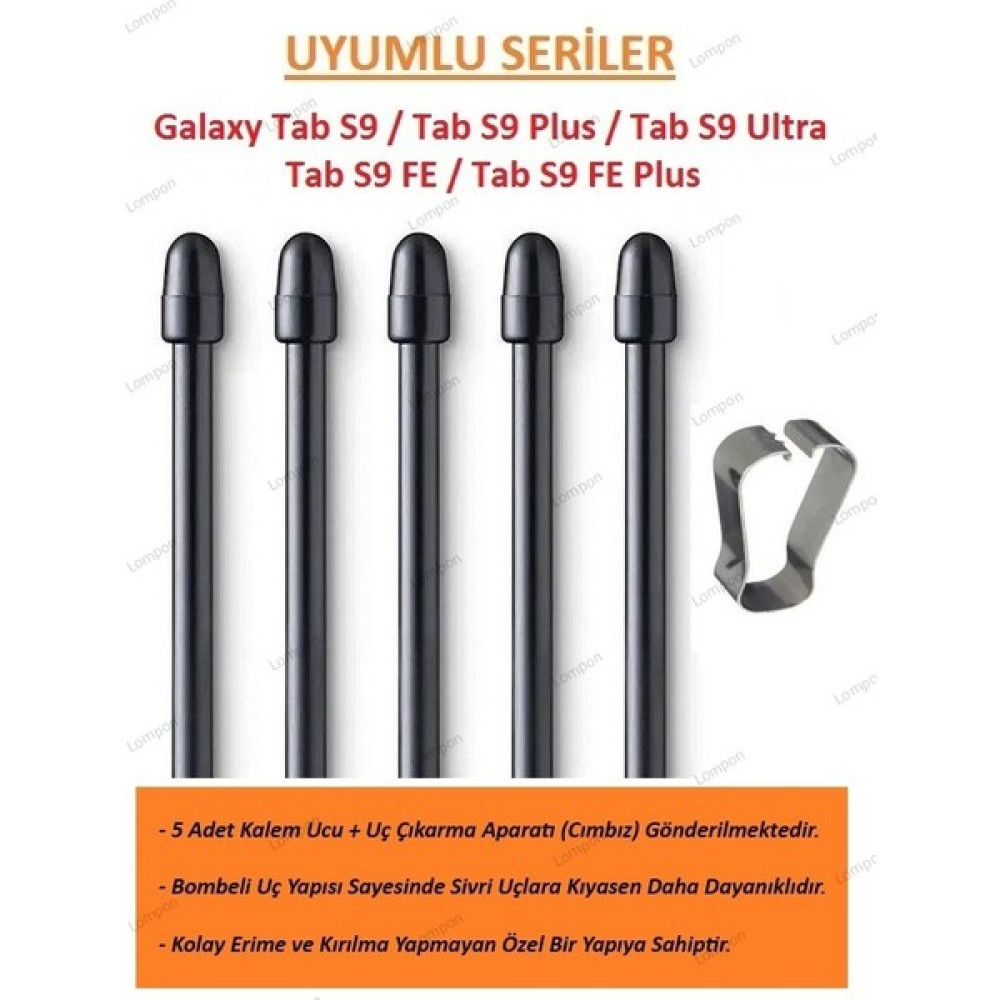 Lompon Samsung Galaxy Tab S9 / Tab S9 Plus / Tab S9 Ultra / Tab S9 FE / Tab S9 FE Plus Kalem Ucu (5 Adet) Tablet Aksesuarı Fiyatı