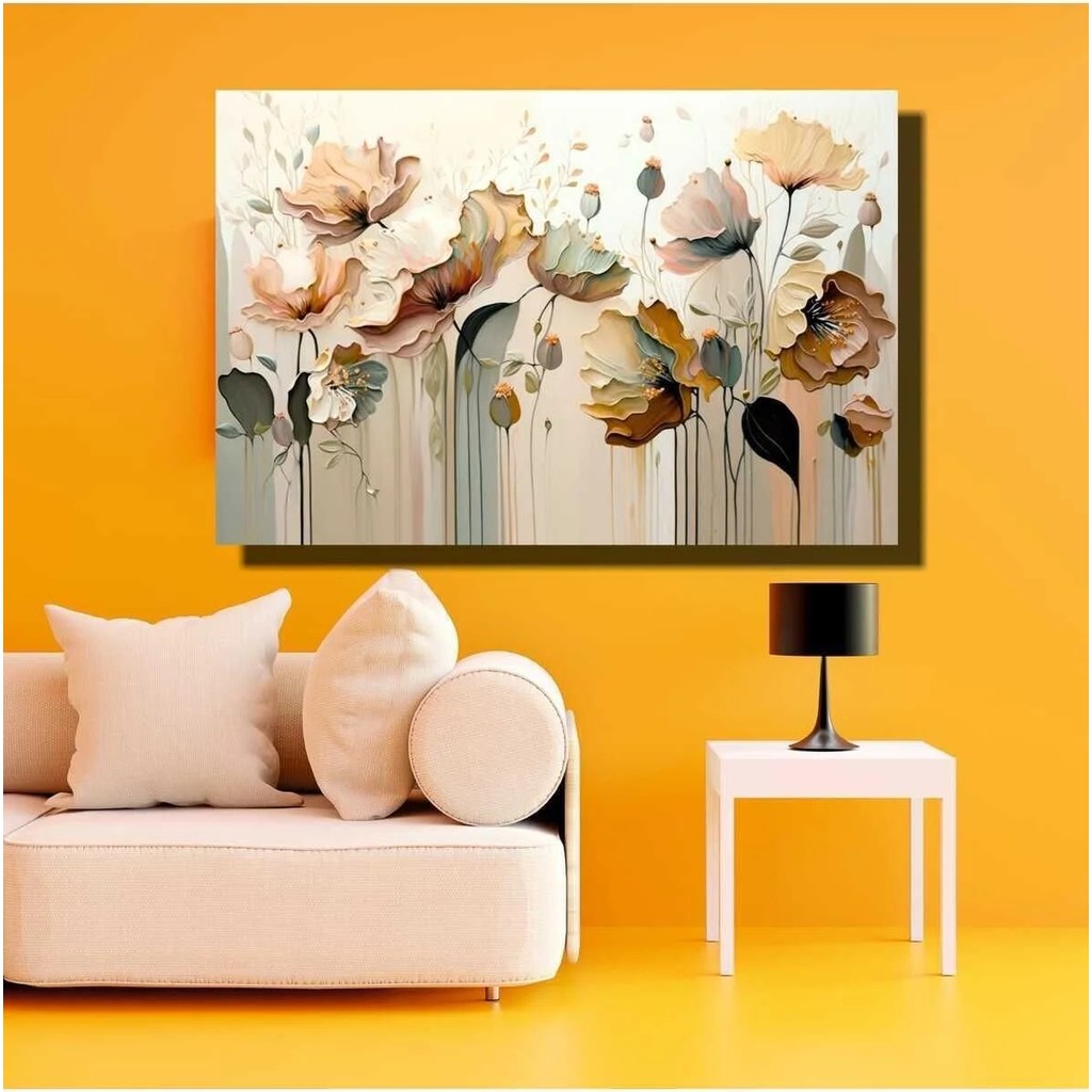 Lona Sanat Kanvas Tablo Sulu Boya Görünümlü Çiçekler Polyester 70 x 100 Dekoratif Sulu Boya Fiyatı