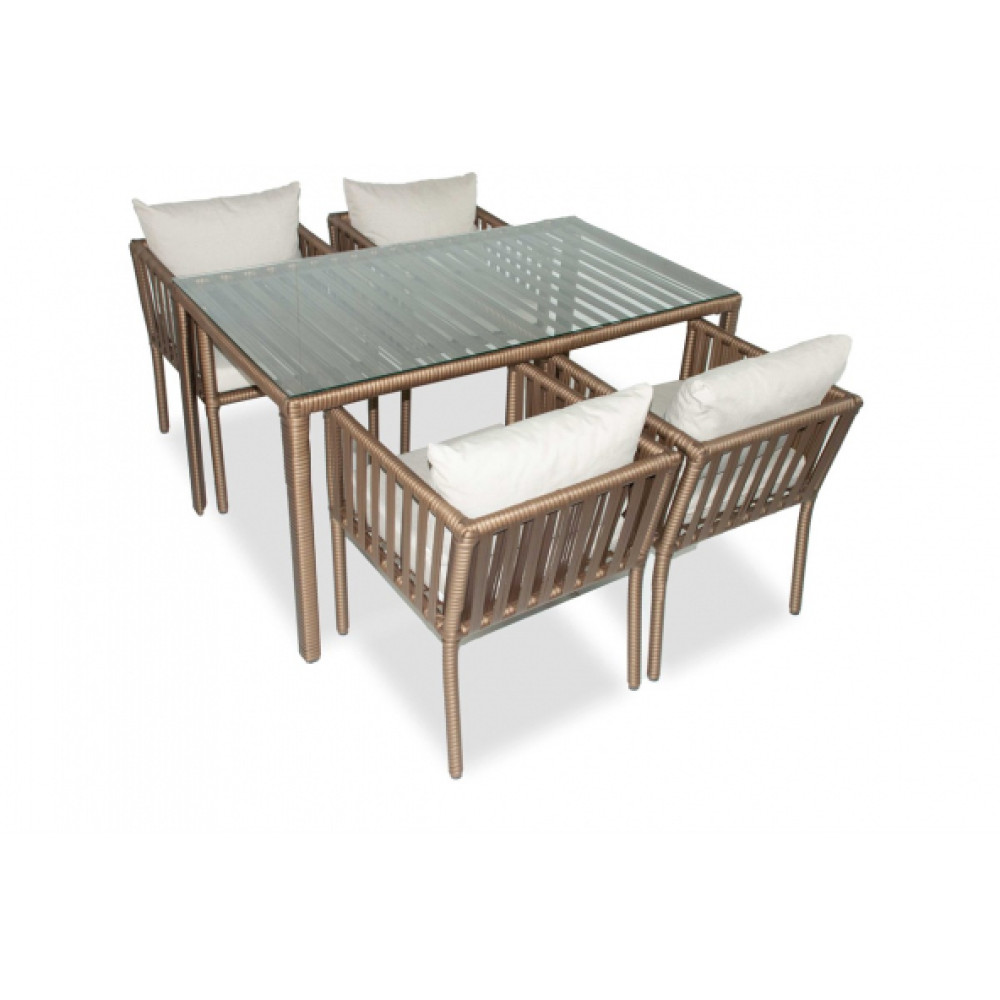 London Rattan Bahce Balkon 4 Kisilik Yemek Takimi Kuf Mobilya & Dekorasyon Fiyatı