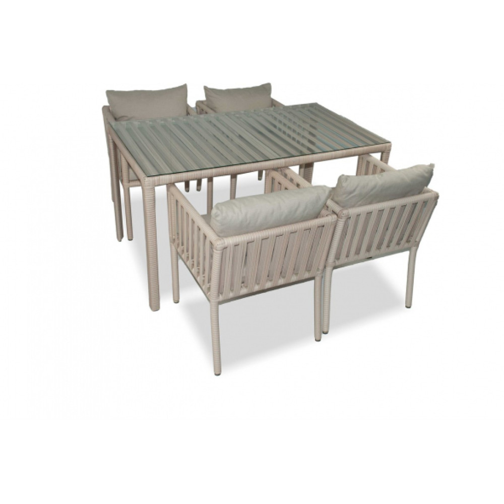 London Rattan Bahce Balkon 4 Kisilik Yemek Takimi Kum Mobilya & Dekorasyon Fiyatı