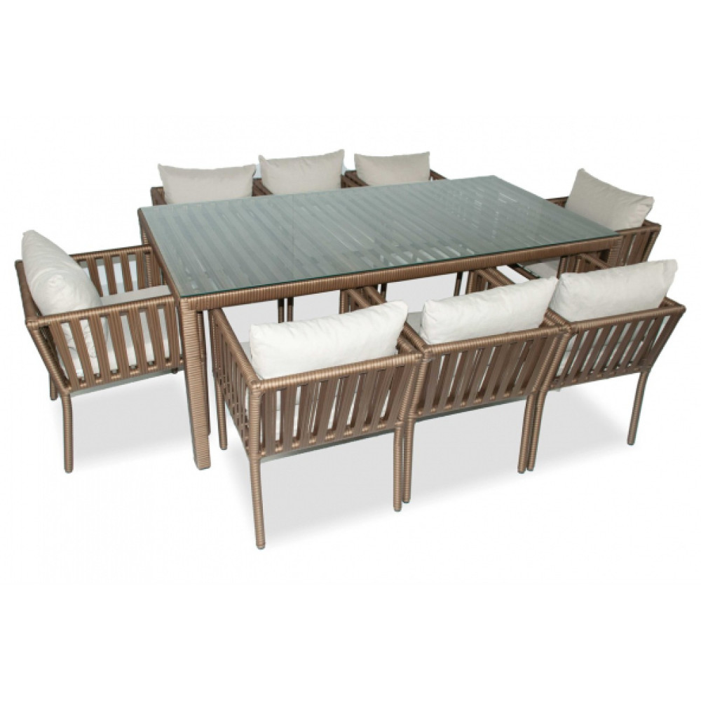 London Rattan Bahce Balkon 8 Kisilik Yemek Takimi Kuf Mobilya & Dekorasyon Fiyatı