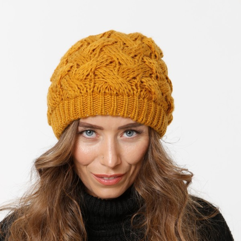 Look Shop 4sepet Örgü Astarlı Triko Bere - Hardal Kadın Beresi Fiyatı