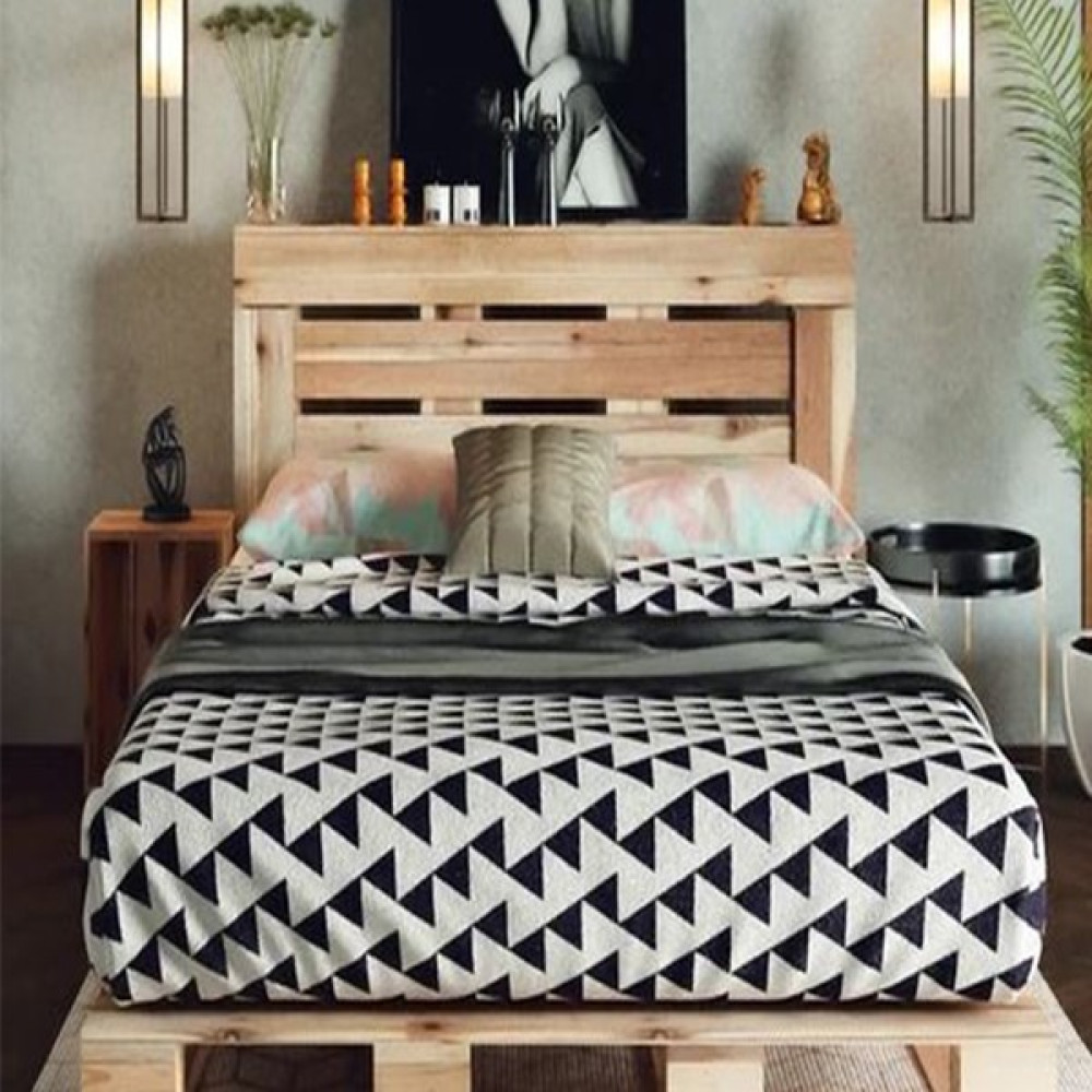 Loolpi Home Loolpi Home doğal Ahşap Başlıklı Palet Karyola Yer Yatağı Tek ve Çift Kişilik - 70 x 130 cm Karyola Fiyatı