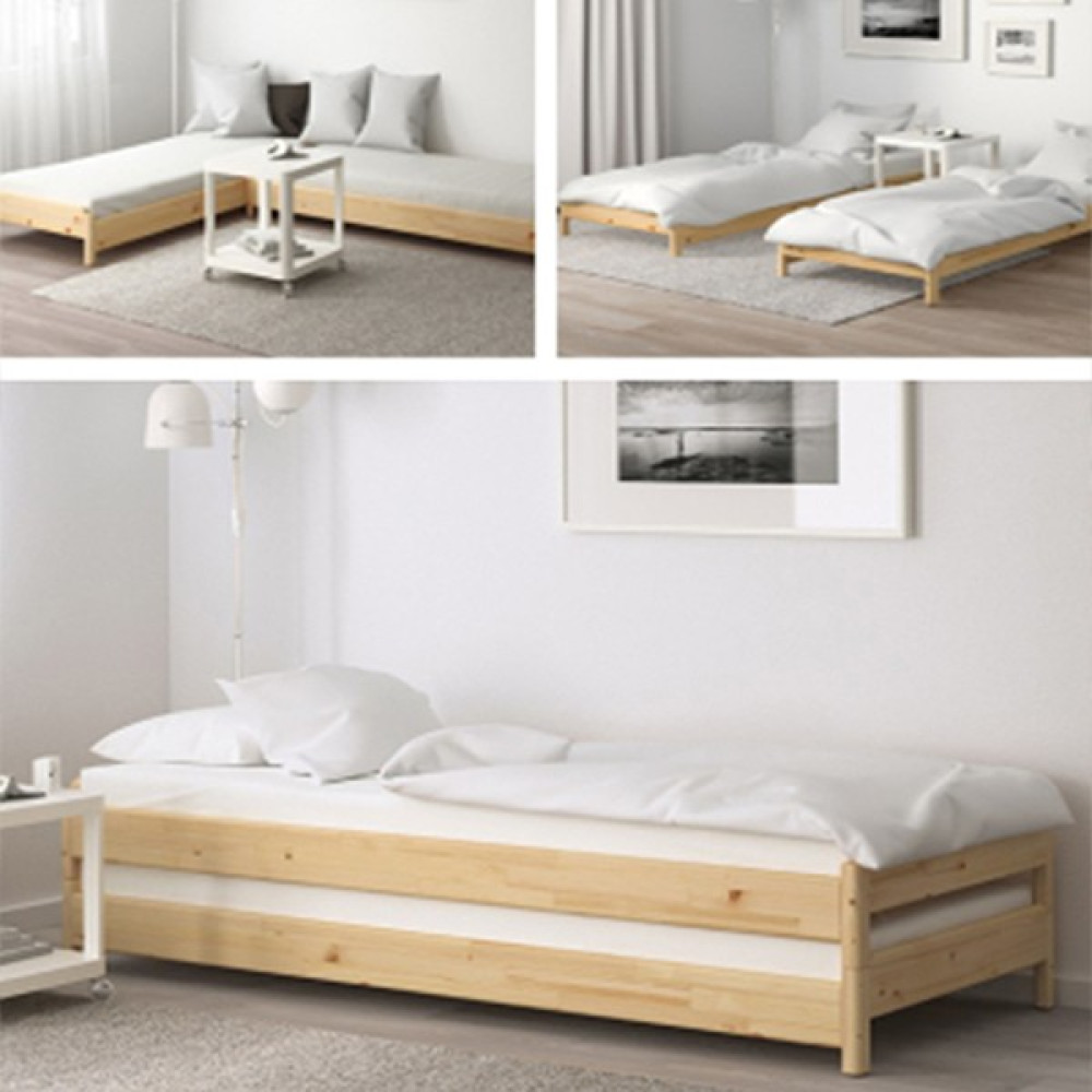 Loolpi Home Loolpi Home modüler Sistem Yavrulu Karyola ve Sedir Koltuk Doğal Ahşap - 70 x 130 cm Karyola Fiyatı