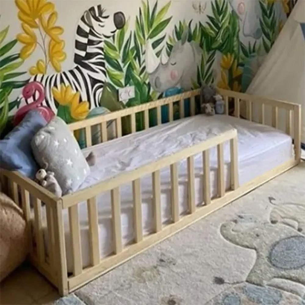 Loolpi Home Montessori Ahşap Unisex Bebek ve Çocuk Karyolası - 100 x 200 cm - Doğal Karyola Fiyatı