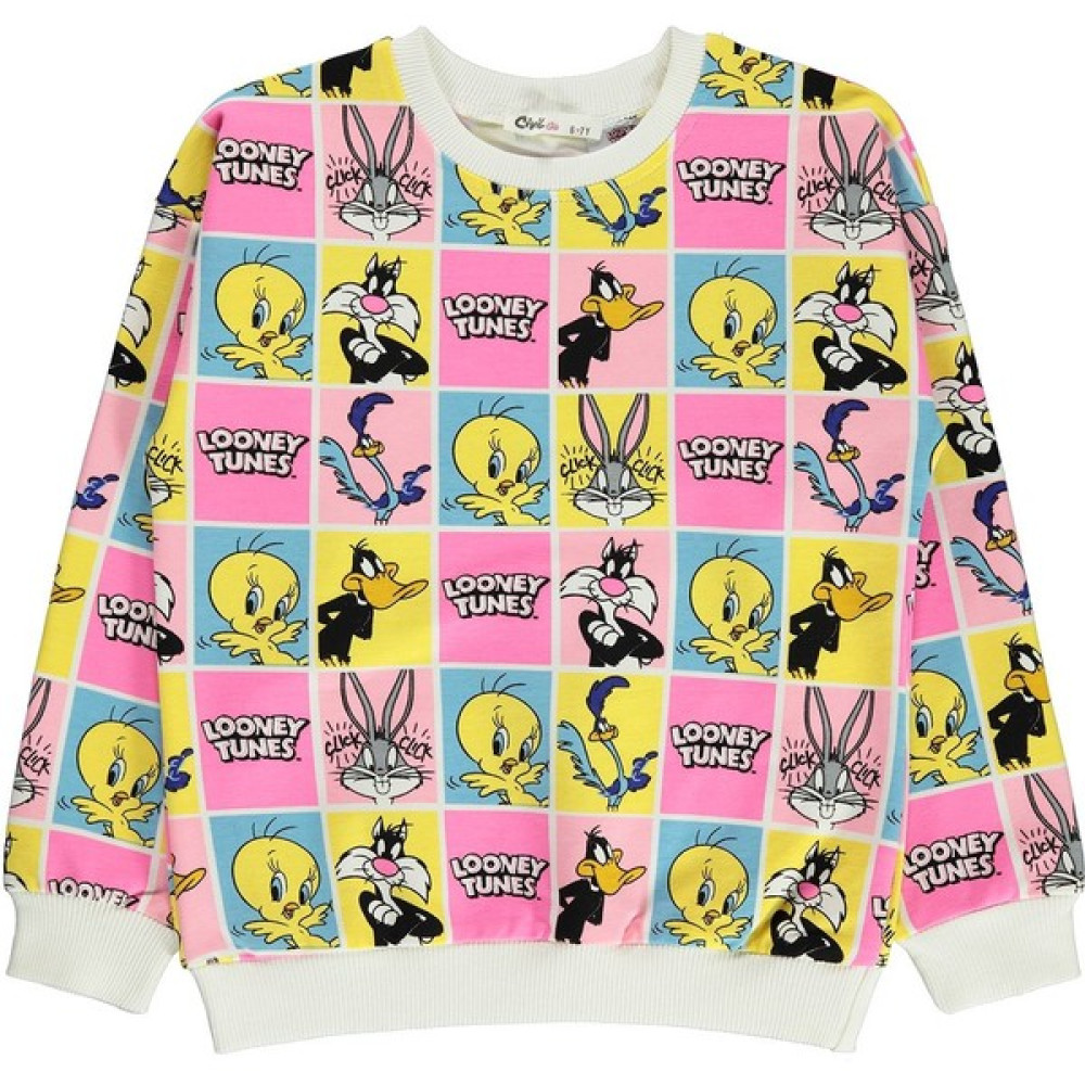 Looney Tunes Kız Çocuk Sweatshirt 6-9 Yaş Ekru Kız Çocuk Sweatshirt Fiyatı