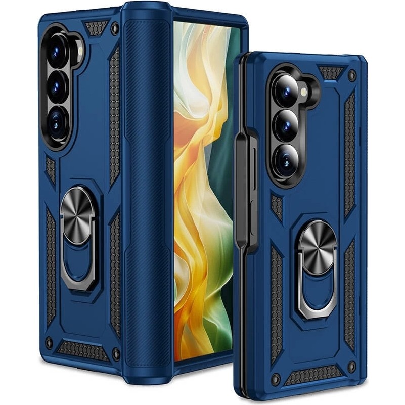 Lopard Samsung Galaxy Z Fold 6 Kılıf Kamera Korumalı Sürgülü Yüzüklü Tasarım Armor Vega - Mavi Cep Telefonu Kılıfı Fiyatı