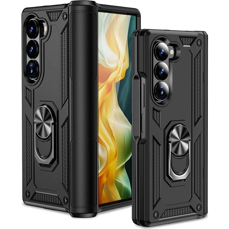 Lopard Samsung Galaxy Z Fold 6 Kılıf Kamera Korumalı Sürgülü Yüzüklü Tasarım Armor Vega - Siyah Cep Telefonu Kılıfı Fiyatı
