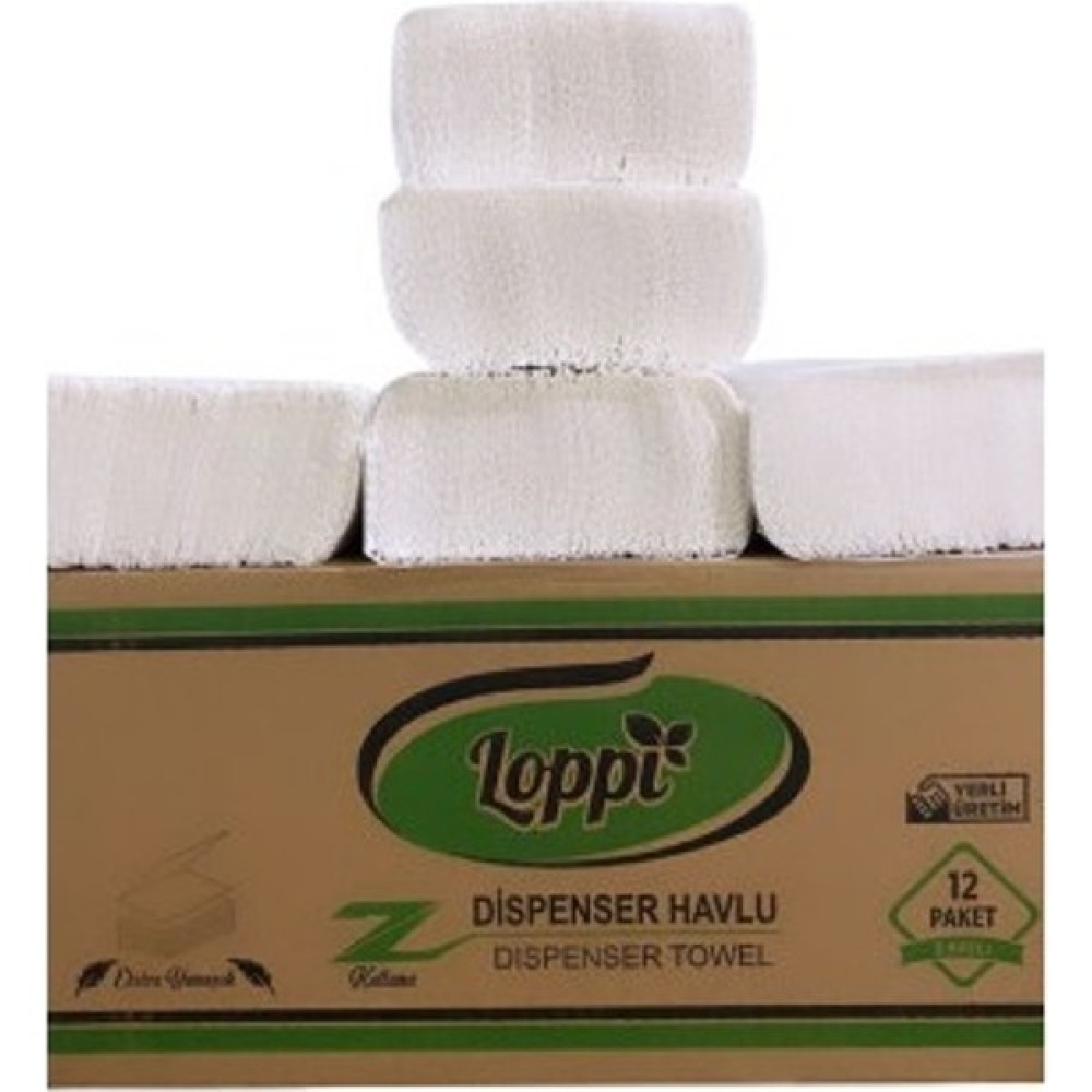 Loppi Z Katlama Dispenser Havlu Peçete 90 Yaprak 12'li - Beyaz Peçete Fiyatı