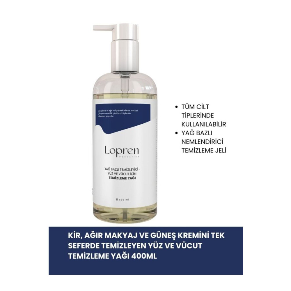 Lopren Yağ Bazlı Temizleyici Yüz ve Vücut İçin Temizleme Yağı 400 ML Cilt Temizleme ve Peeling Fiyatı