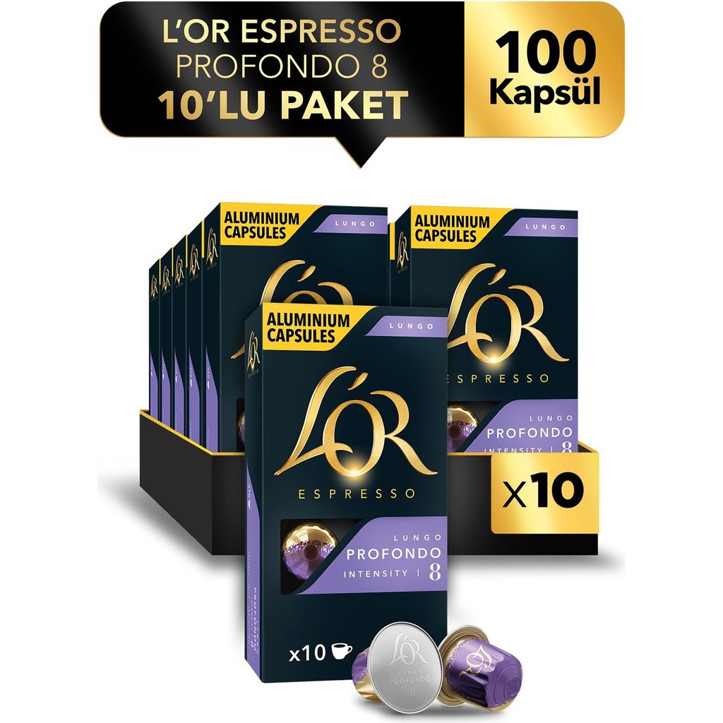 L'or Espresso 08 Lungo Profondo x 100 Adet Kapsül - 100 Kapsül Diğer Fiyatı