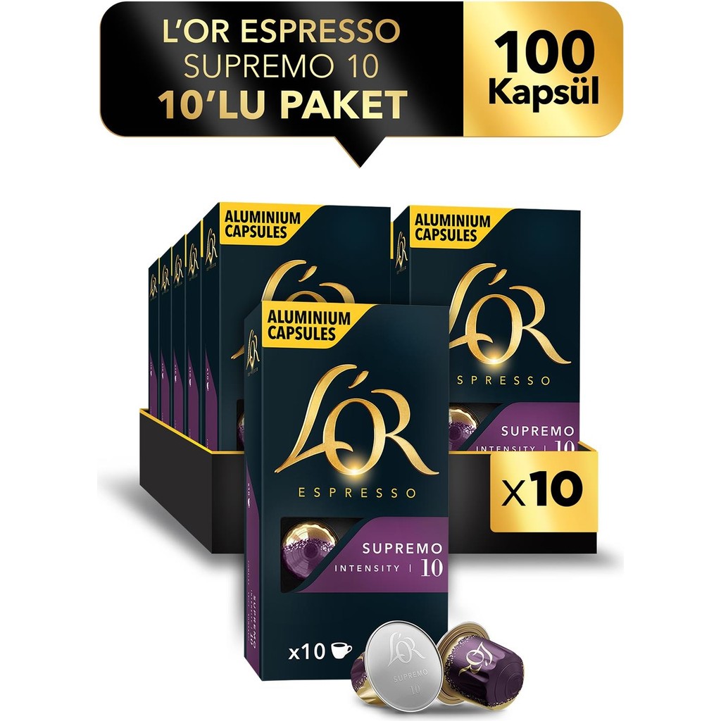 L'or Espresso 10 Supremo x 100 Adet Kapsül - 100 Kapsül Diğer Fiyatı