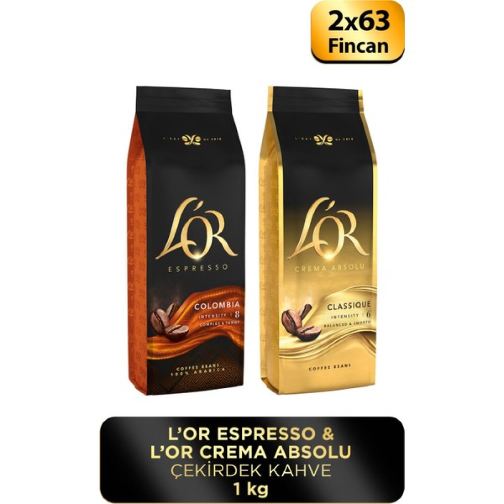 L'or Espresso Colombıa + L'or Crema Absolu Classıc Çekirdek Kahve 1 kg Kahve Fiyatı