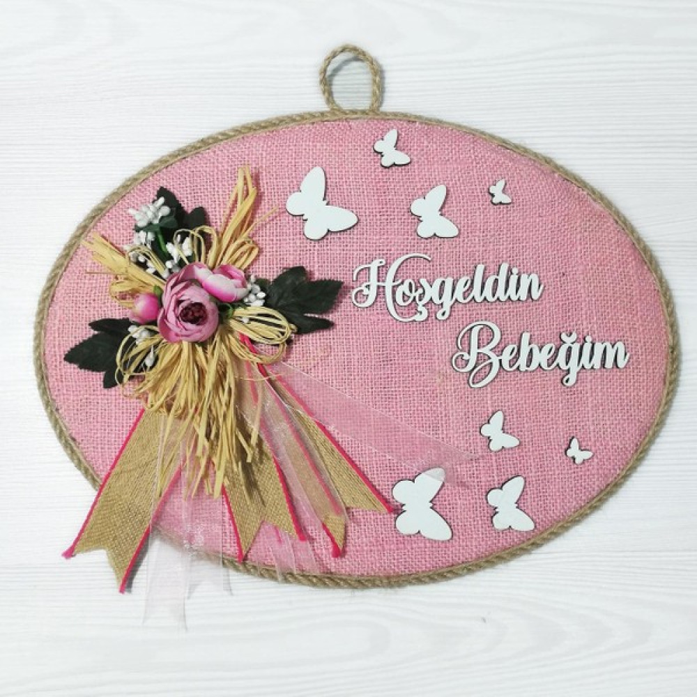 Lora Davet Kız Bebek Odası Kapı Süsü, Hastane Kapı Süsü, Duvar Süsü, Isim Tabelası, Bebek Çelengi (1 Adet) Pembe - 36005 Bebek Kapı Süsü Fiyatı