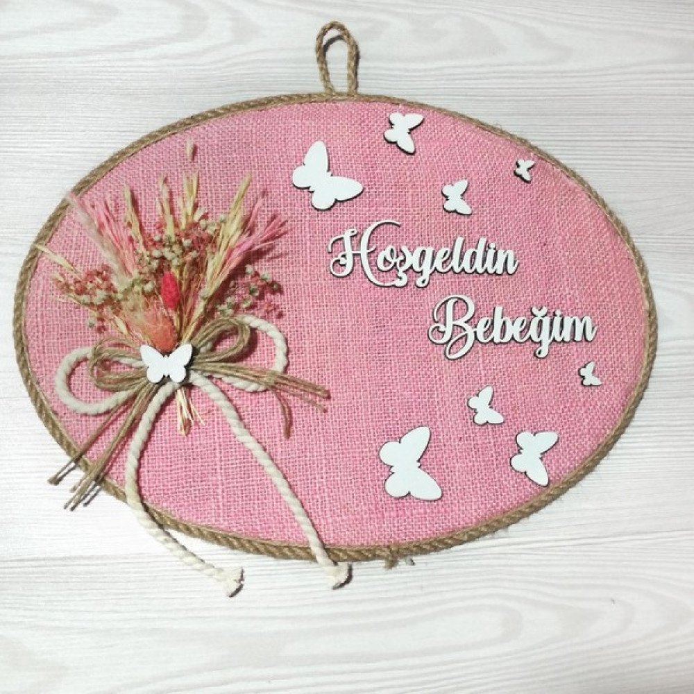Lora Davet Kız Bebek Odası Kapı Süsü, Hastane Kapı Süsü, Duvar Süsü, Isim Tabelası, Bebek Çelengi (1 Adet) Pembe - 36011 Bebek Kapı Süsü Fiyatı