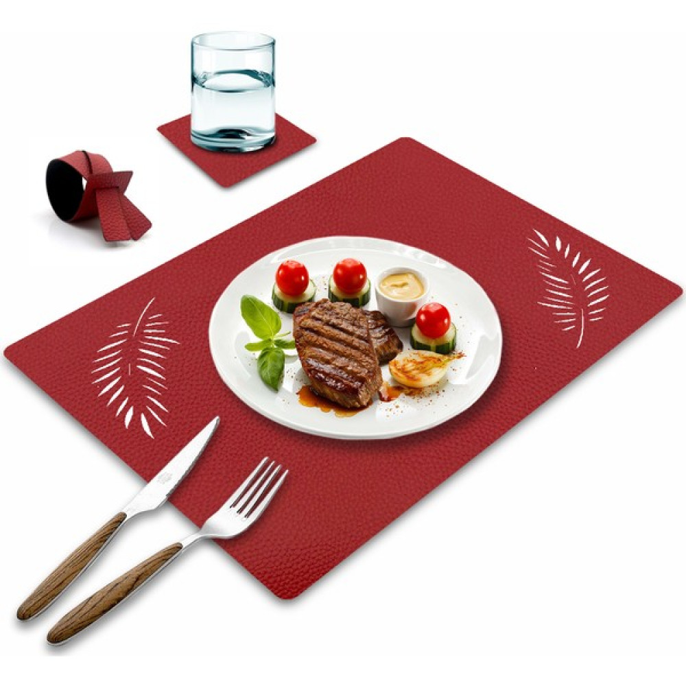 LORA DAVET Suni Deri Amerikan Servis 6 KİŞİLİK 18 PARÇA KIRMIZI 53883 - Kırmızı - 33 x 45 cm Amerikan Servis Fiyatı