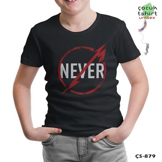 Lord T-Shirt CS-879 Siyah Metallica Never Logo Erkek Çocuk T-shirt Erkek Çocuk T-shirt Fiyatı