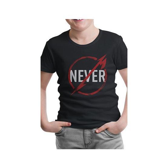 Lord T-Shirt CS-879 Siyah Metallica Never Logo Erkek Çocuk T-shirt