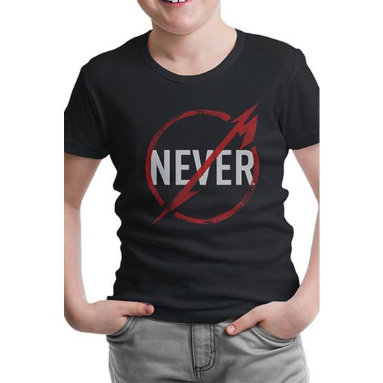 Lord T-Shirt CS-879 Siyah Metallica Never Logo Erkek Çocuk T-shirt