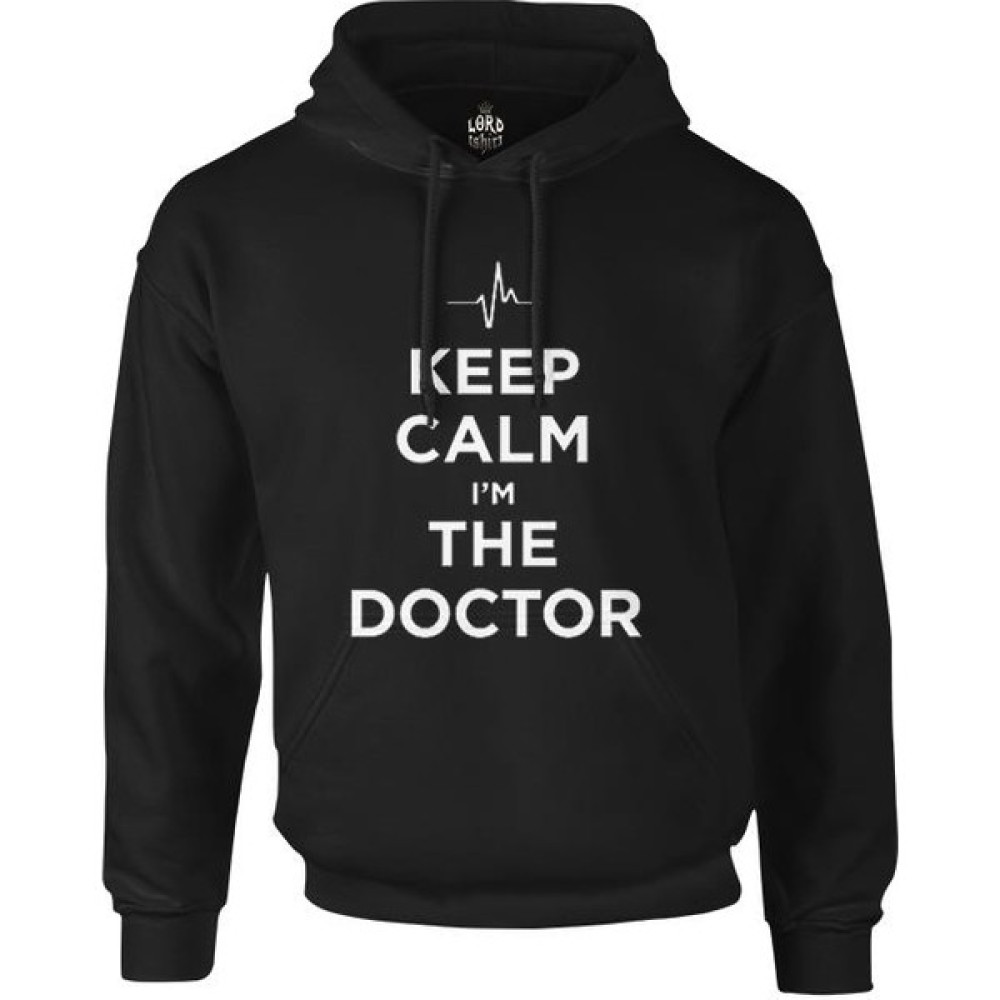Lord T-Shirt Keep Calm I Am The Doctor Siyah Erkek Fermuarsız Kapşonlu Erkek Sweatshirt Fiyatı