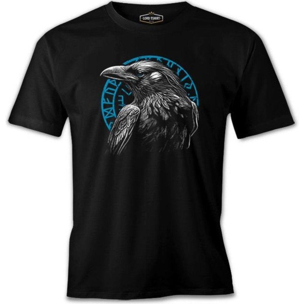 Lord T-Shirt Raven Bird In Front Of A Viking Rune Siyah Erkek Tshirt Erkek T-shirt Fiyatı