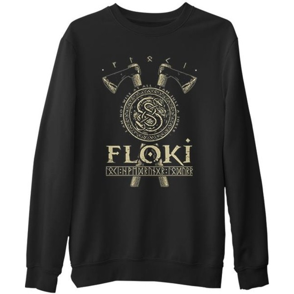 Lord T-Shirt Vikings - Floki Siyah Erkek Kalın Sweatshirt Erkek Sweatshirt Fiyatı