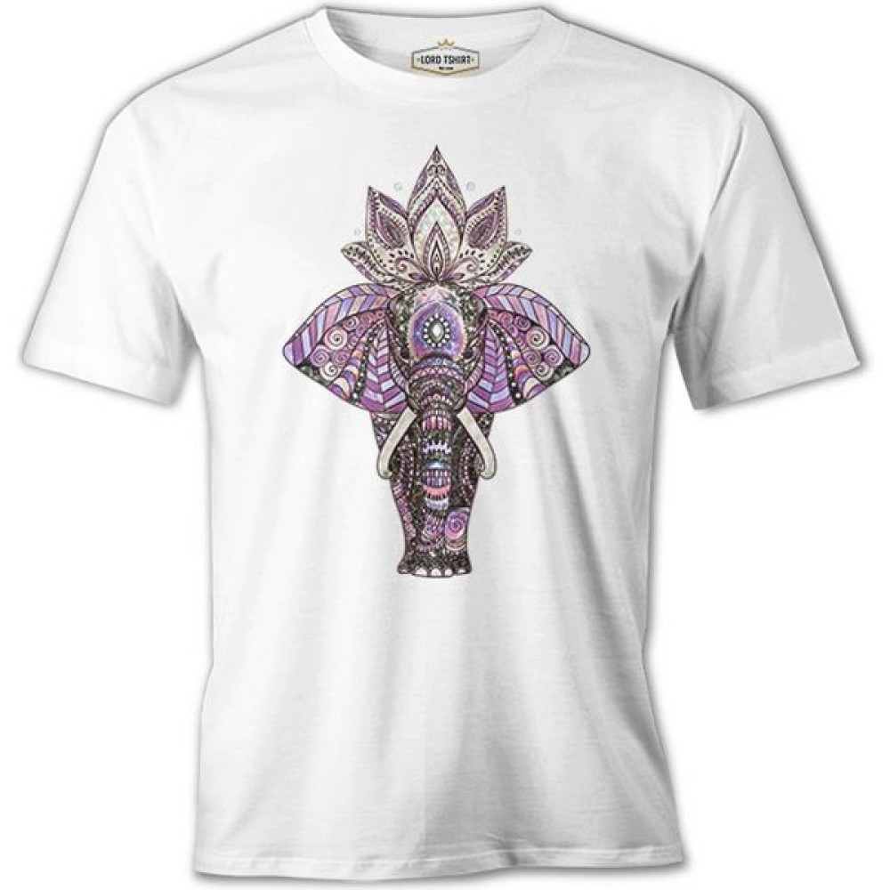 Lordd T-Shirt Fil - Mandala Taç Beyaz Erkek T-Shirt Erkek T-shirt Fiyatı