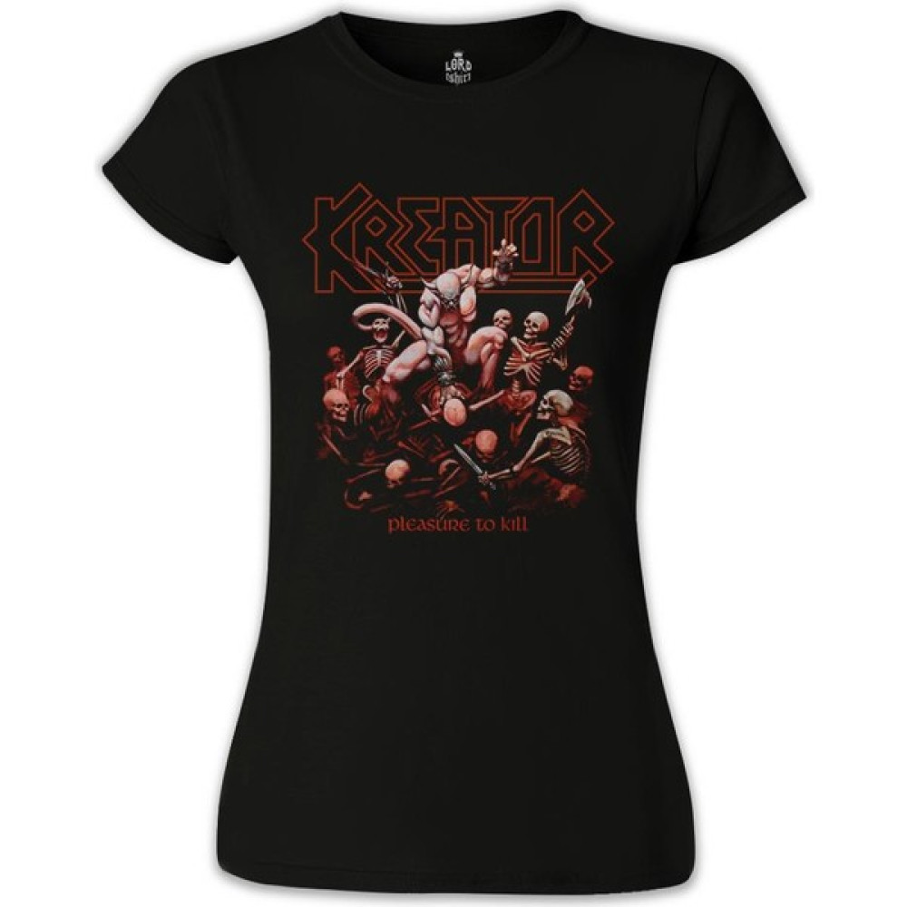 Lordd  T-Shirt   Kreator - Pleasure To Kill Siyah Bayan Tshirt Bayan T-shirt Fiyatı