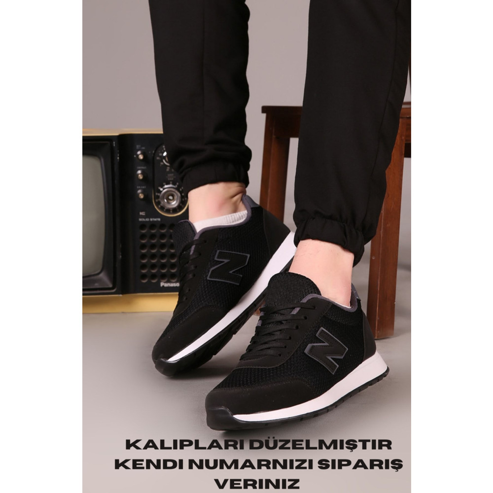 lords ayakkabı Unisex Siyah Bağcıklı N Baskılı Günlük Sneaker 43 Beden Spor Ayakkabı Fiyatı