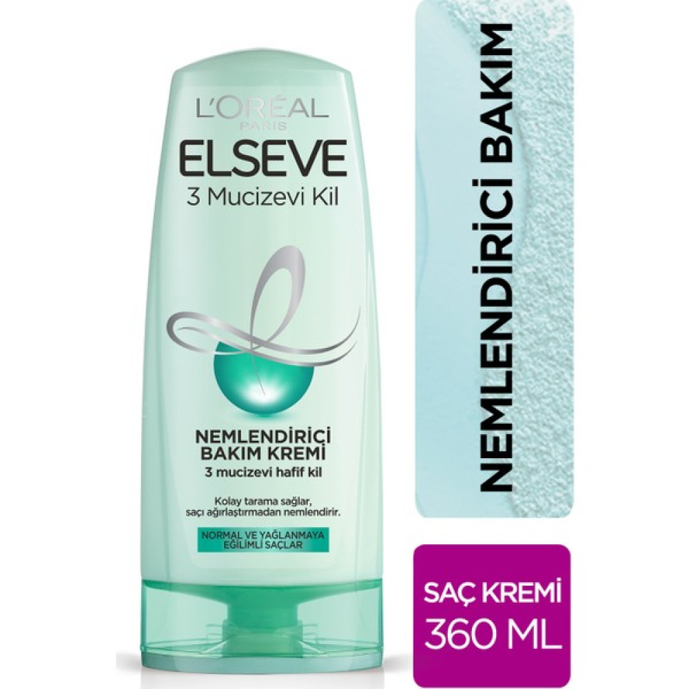 L'Oréal Paris Elseve 3 Mucizevi Kil Ağırlaştırmayan Bakım Kremi 360 ml Saç Bakım Maskeleri & Serumlar & Spreyler Fiyatı