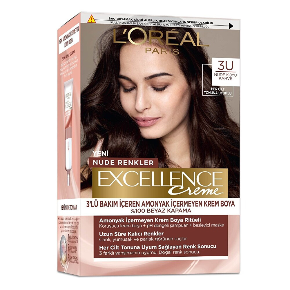 L’Oréal Paris Excellence Creme Nude Renkler Saç Boyası – 3u Nude Koyu Kahve Saç Boyası Fiyatı