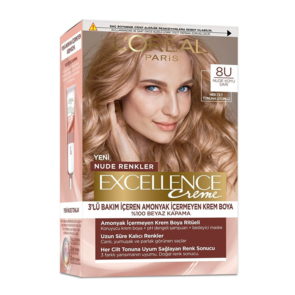 L’Oréal Paris Excellence Creme Nude Renkler Saç Boyası – 8u Nude Koyu Sarı Saç Boyası Fiyatı