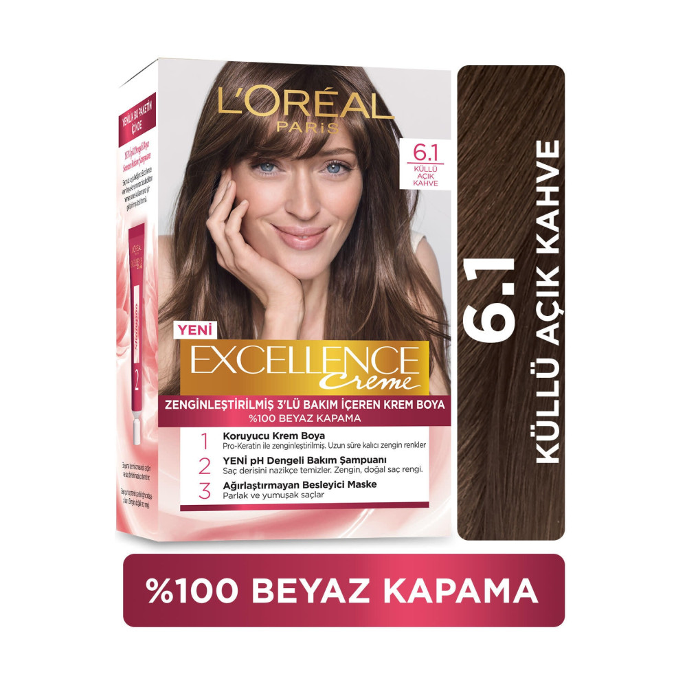 LOreal Paris Excellence Creme Saç Boyası - 6.1 Küllü Açık Kahve Saç Boyası Fiyatı