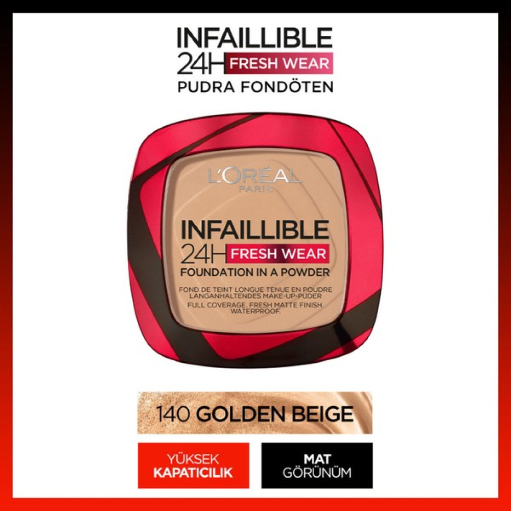 L'Oréal Paris Infaillible 24H Fresh Wear Pudra Fondöten 140 Golden Beige Fondötenler Fiyatı