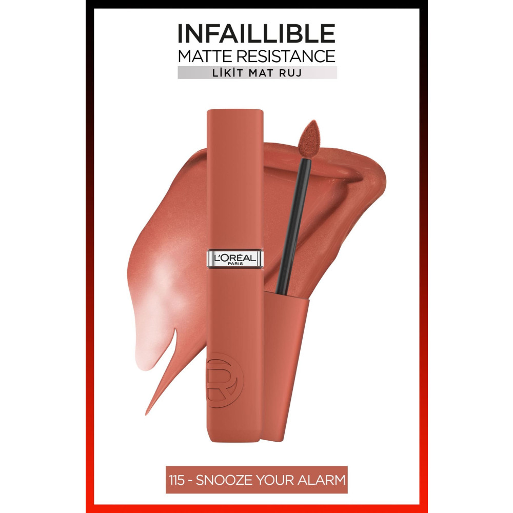 LOreal Paris Infaillible Matte Resistance Likit Mat Ruj - 115 Snooze Your Alarm Rujlar & Dudak Parlatıcıları Fiyatı