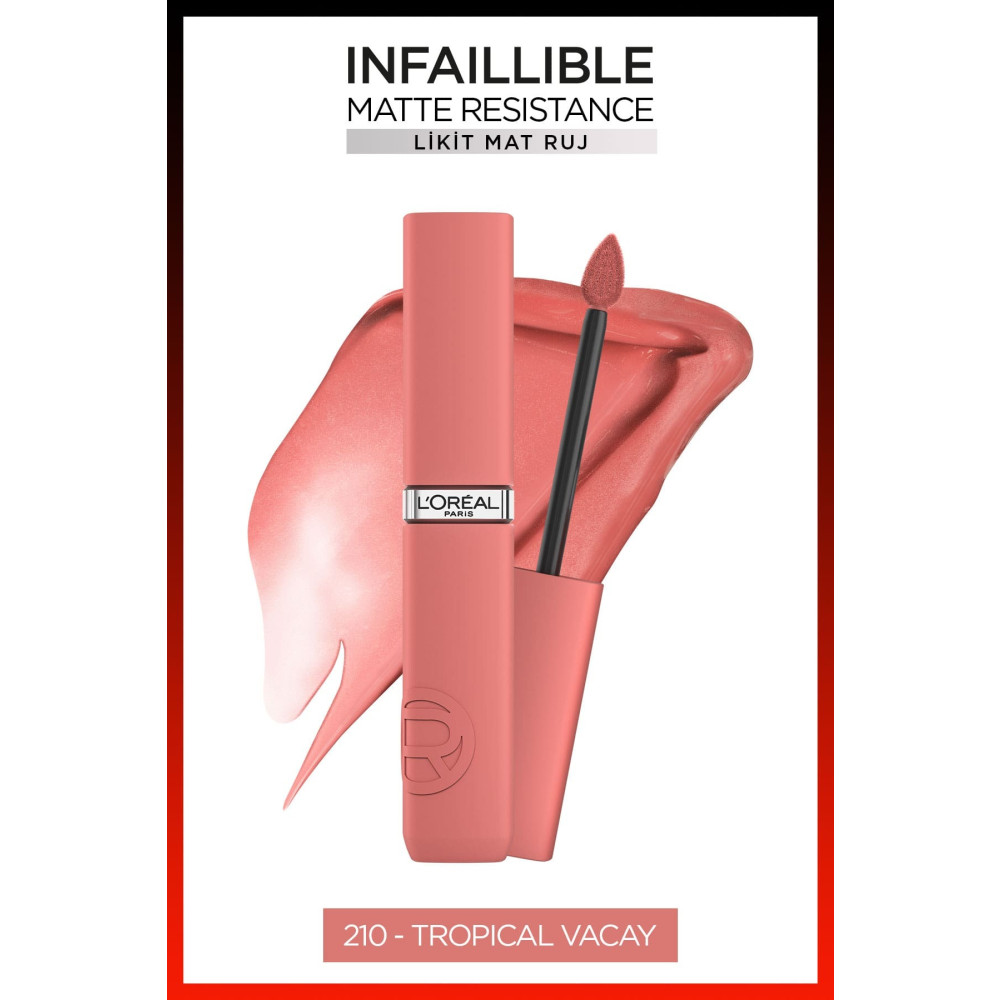 LOreal Paris Infaillible Matte Resistance Likit Mat Ruj - 210 Tropical Vacay Rujlar & Dudak Parlatıcıları Fiyatı