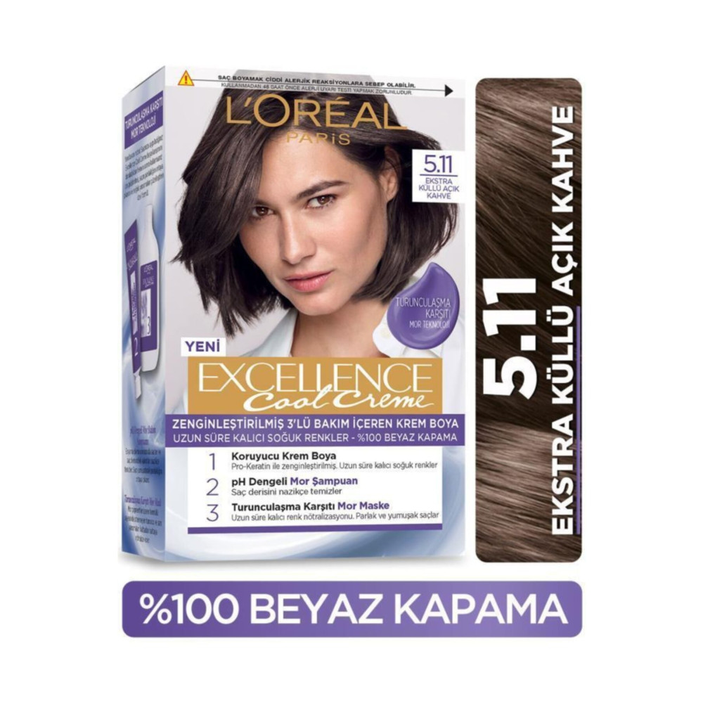 LOreal Paris L’oréal Paris Excellence Cool Creme Saç Boyası – 5.11 Ekstra Küllü Açık Kahve Saç Boyası Fiyatı