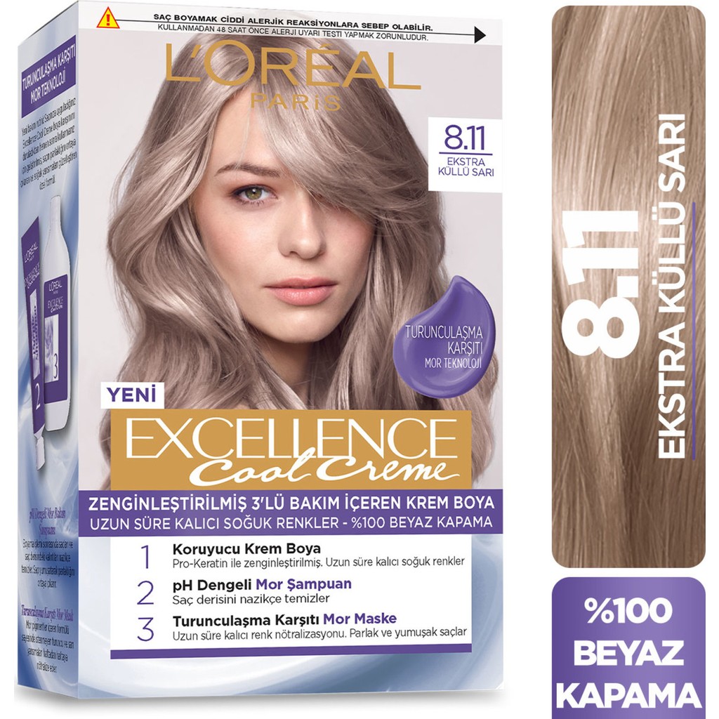 LOreal Paris L’oréal Paris Excellence Cool Creme Saç Boyası – 8.11 Ekstra Küllü Sarı Saç Boyası Fiyatı