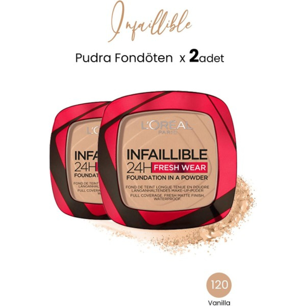 L'Oréal Paris Loreal Paris Infaillible 24H Fresh Wear Pudra Fondöten 120 Vanilla x 2 Adet Fondötenler Fiyatı