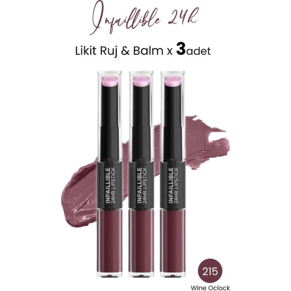 L'oréal Paris Loreal Paris Infaillible 24h Likit Ruj & Balm 215 Wine Oclock X 3 Adet Rujlar & Dudak Parlatıcıları Fiyatı