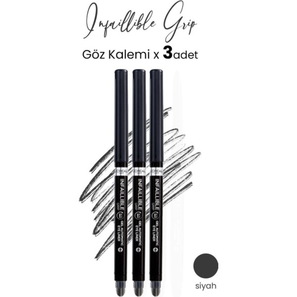 L'Oréal Paris Loreal Paris Infaillible Grip Automatic Jel Göz Kalemi Yoğun Siyah x 3 Adet Göz Kalemleri Fiyatı